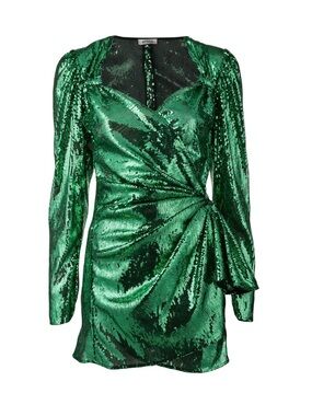 Attico Emerald Green Sequin Wrap Mini Dress | size 42 or US 4/6